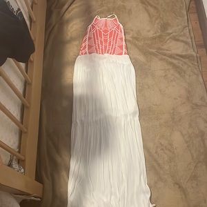 Coral and white maxi dress in great condition